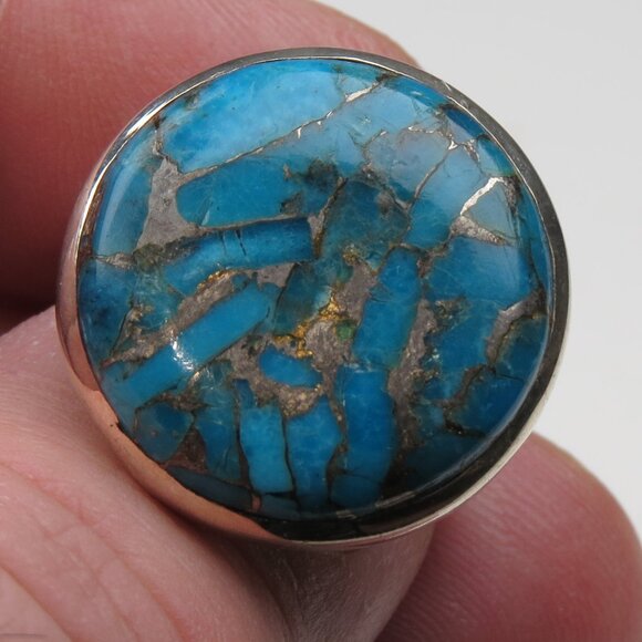 $350 Sterling SilverCopper Turquoise Ring size 8